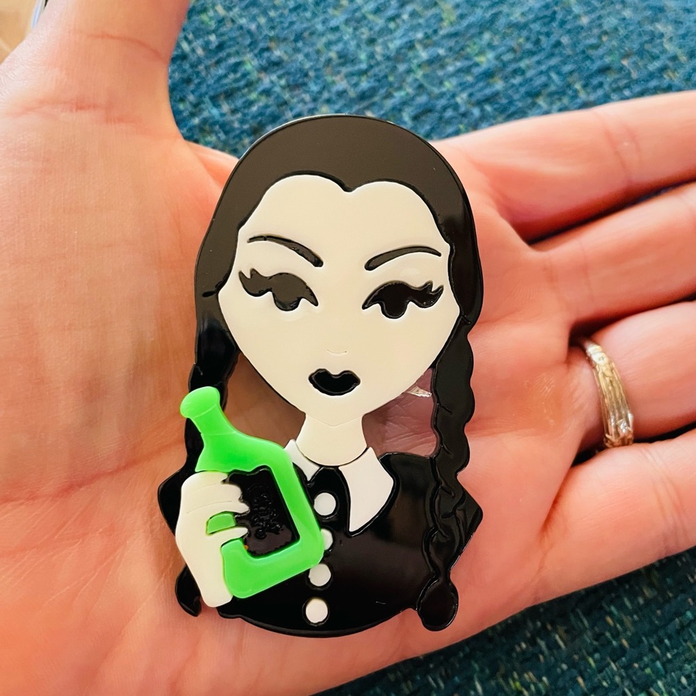 Wednesday Addams resin brooch new poison goth